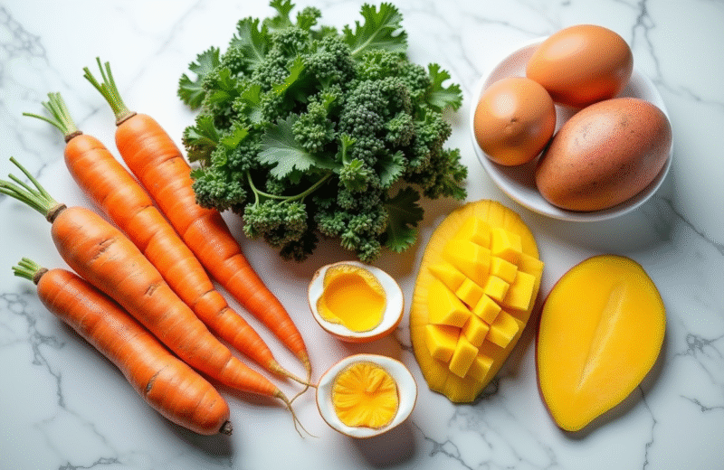 Assortiment coloré de légumes riches en vitamine A