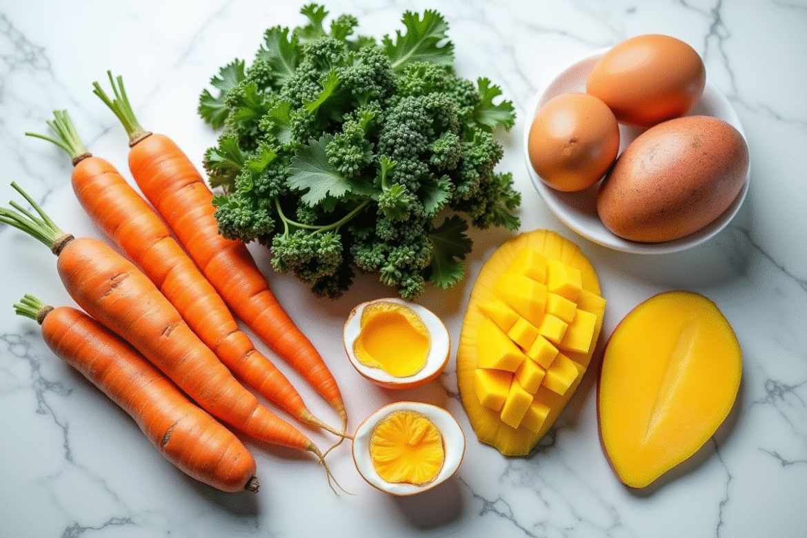 Assortiment coloré de légumes riches en vitamine A