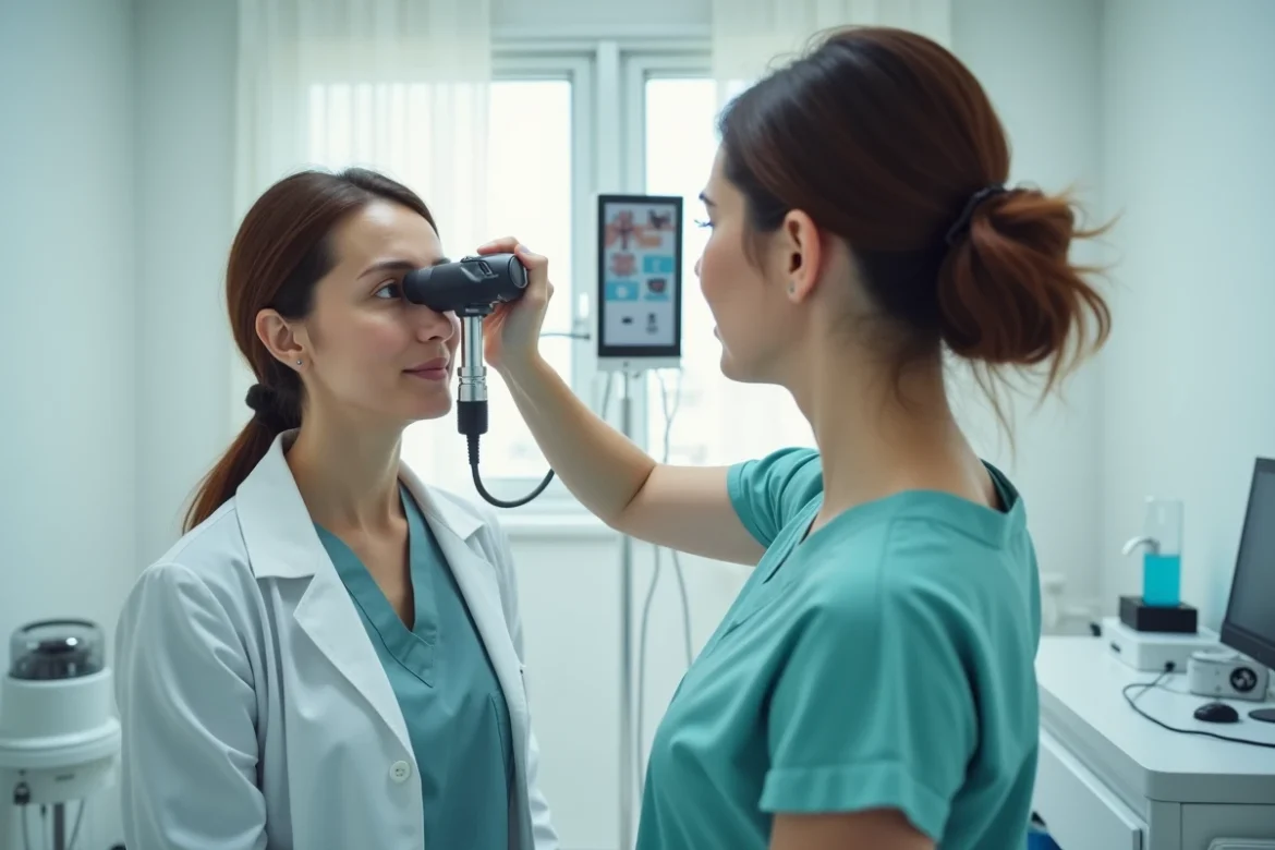 Dermatologue examinant la peau d'un patient avec un dermatoscope pour diagnostiquer des démangeaisons sans cause visible