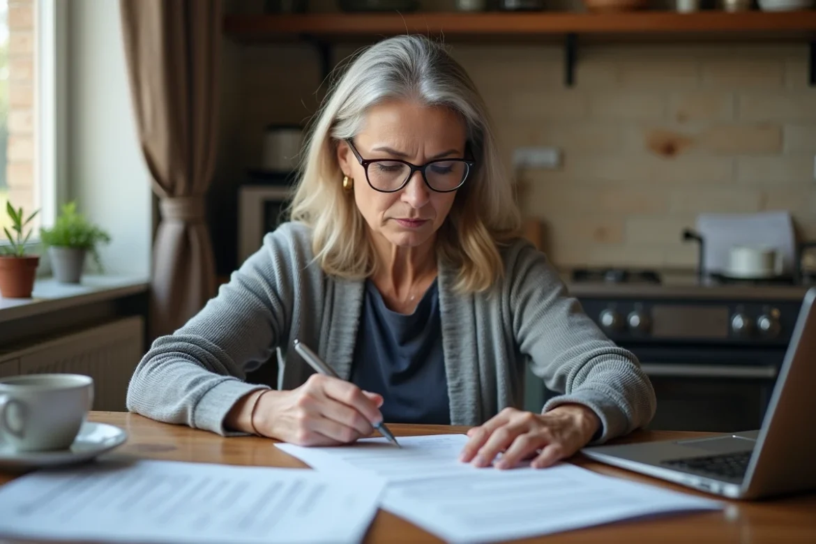 Femme salarié remplissant un dossier de reconnaissance de maladie professionnelle à domicile