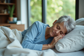 Femme agee paisiblement reposee dans sa chambre