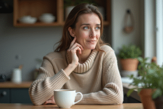 Femme d'âge moyen avec expression préoccupée en intérieur