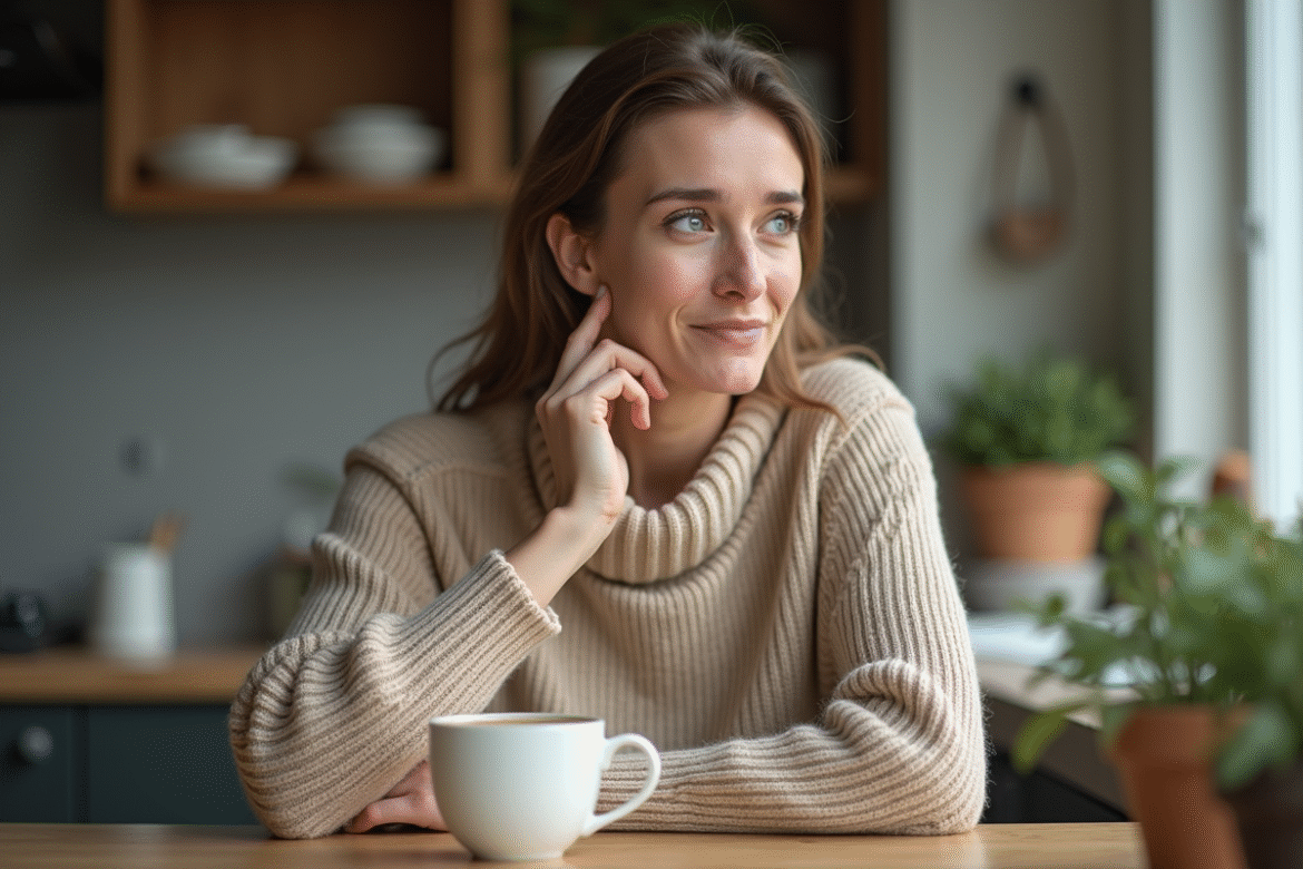 Femme d'âge moyen avec expression préoccupée en intérieur