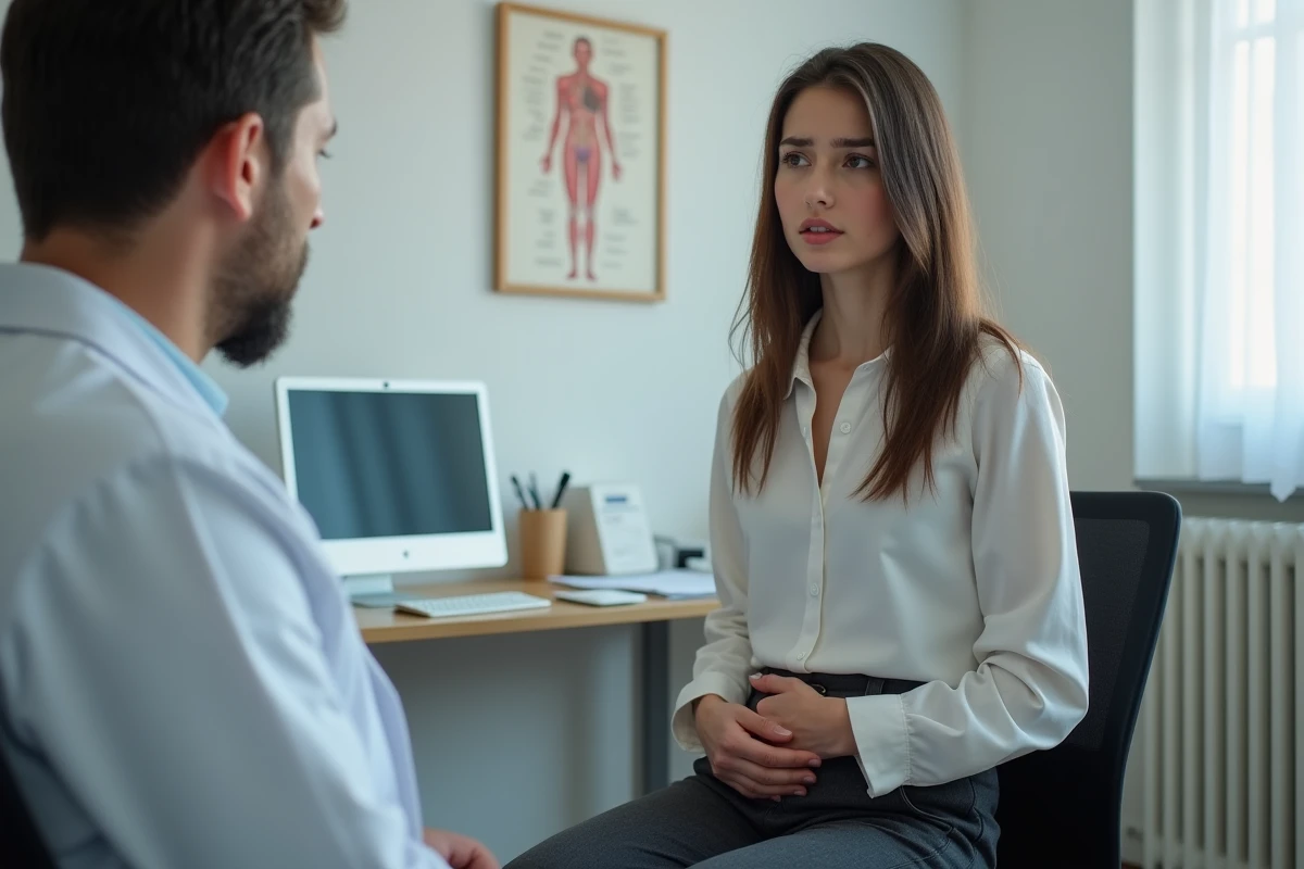 Jeune femme en consultation médicale dans un cabinet