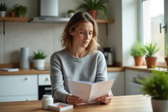 Femme lisant une notice de complement alimentaire