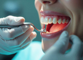 Procédure de nettoyage dentaire avec un scalpel en cabinet dentaire