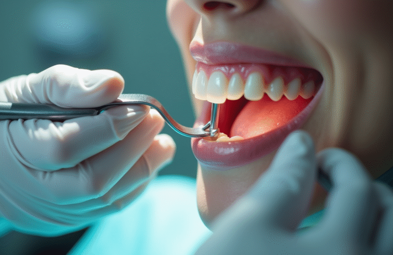 Procédure de nettoyage dentaire avec un scalpel en cabinet dentaire