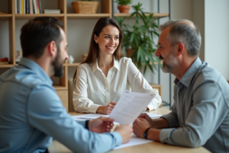 Nutritionniste femme discutant avec un client dans un bureau moderne