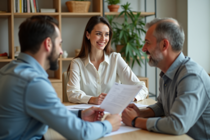 Nutritionniste femme discutant avec un client dans un bureau moderne